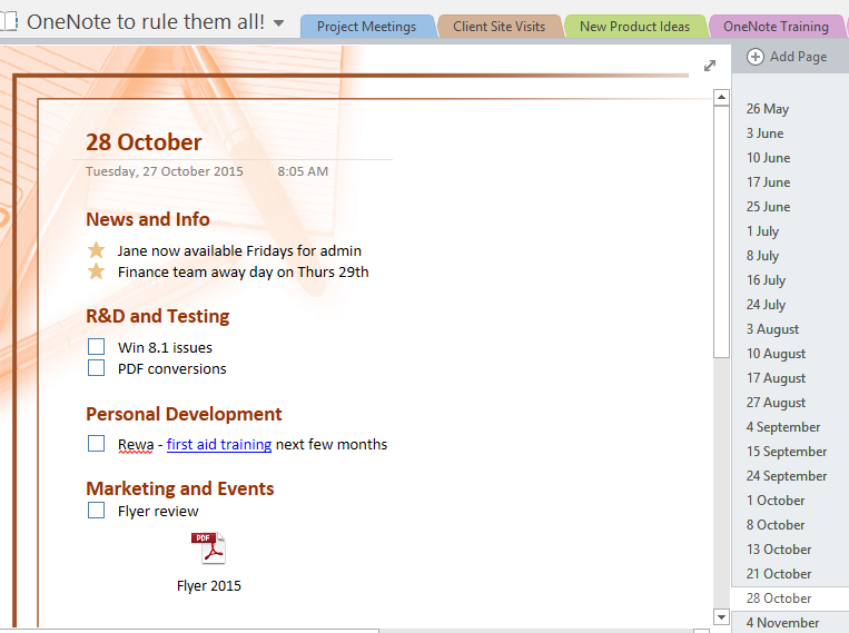 using onenote for meeting notes